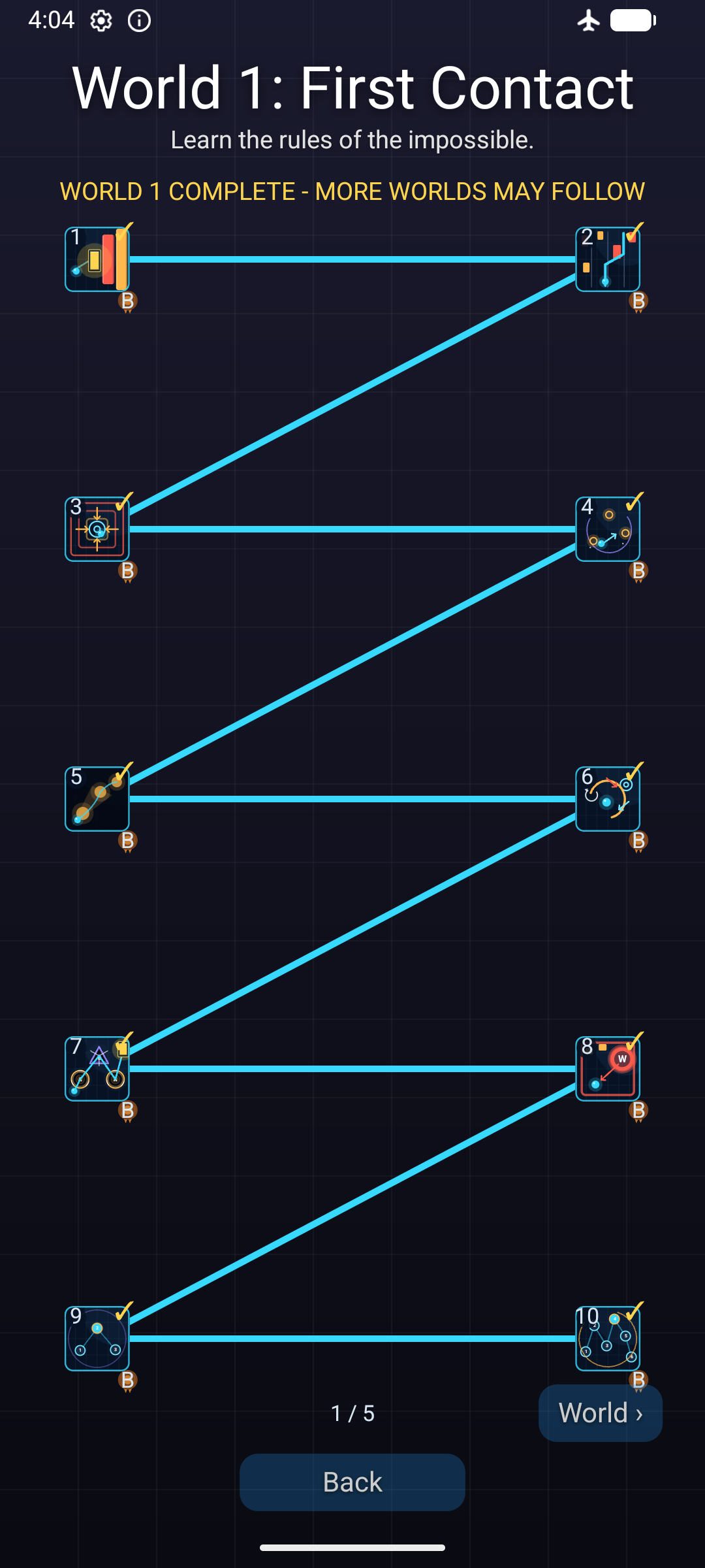 Tilt or Die Campaign map with challenge nodes and medal progress.