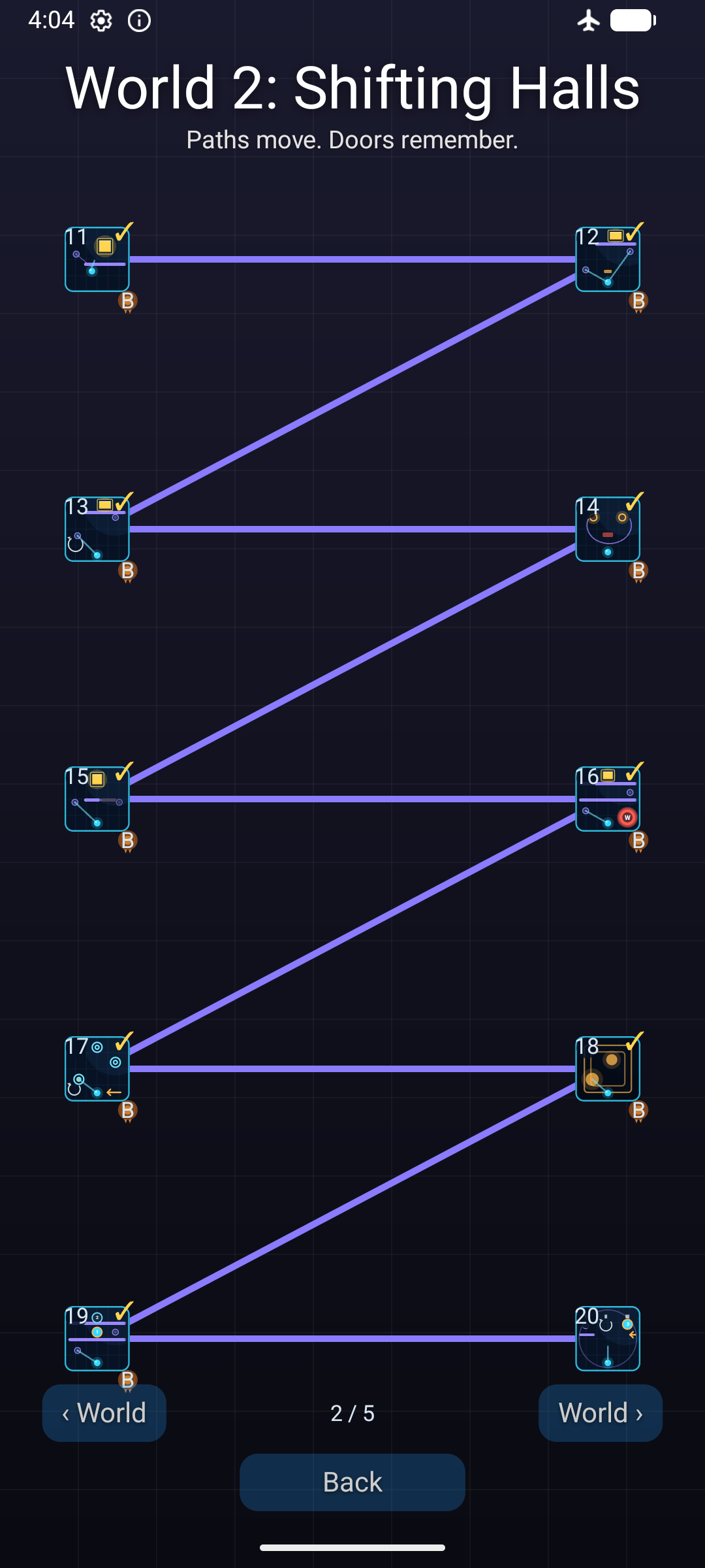 Tilt or Die Shifting Halls Campaign world map.